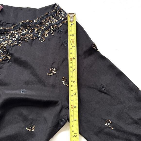 Calypso St. Barth Women’s Arji Sequin & Embro Silk Mini Dress 3/4 Bell Slv - Picture 13 of 16